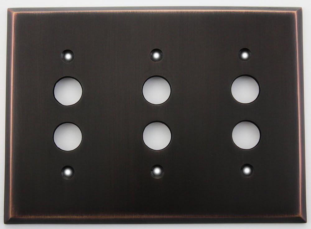 Classic Accents Oil Rubbed Bronze 3 Gang Push Button Light Switch Switchplate