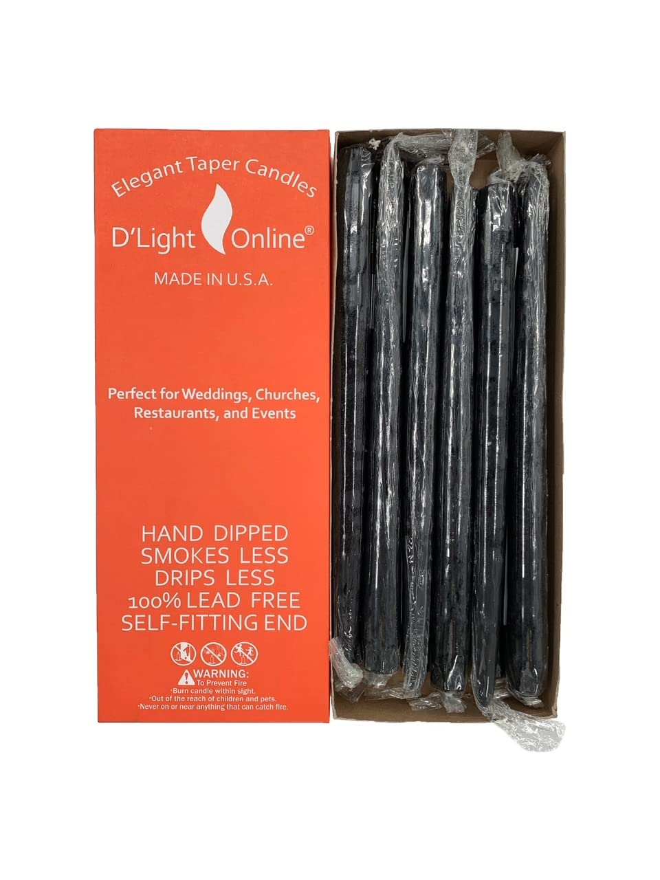 D'light Online Elegante Ceri, Altezza 30,5 cm. Set di 12 Candele di qualità Premium Black