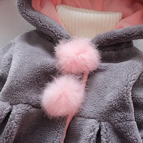 Baby Girls Fleece Ears Shape Hooded Coat Long Sleeve Hairball Thick Plush Jacket Cute Warm Snowsuit for Toddler Girls3