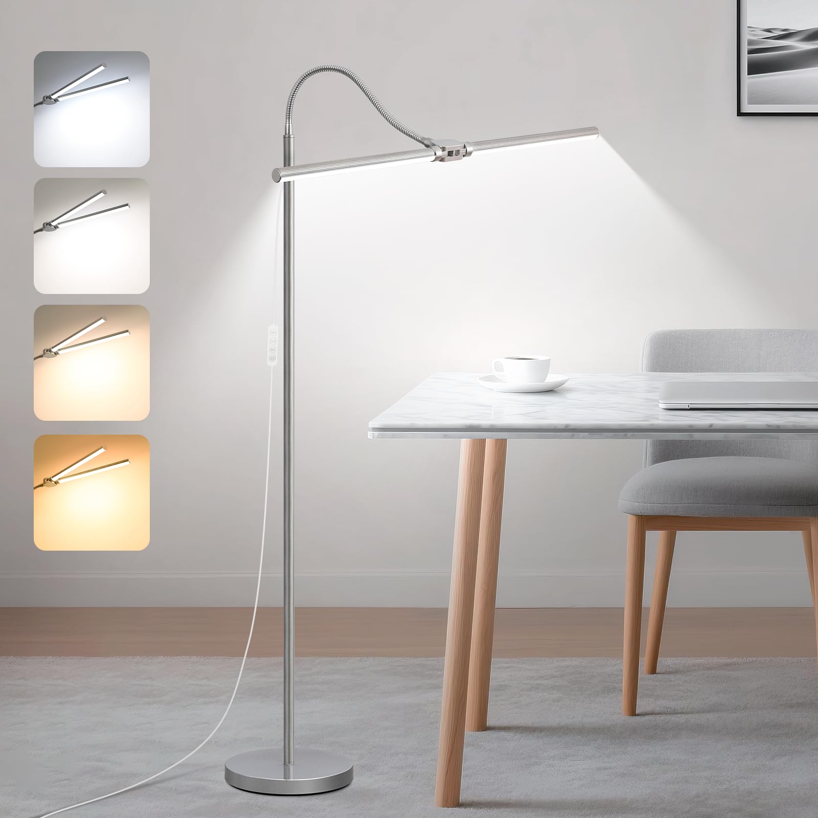 Amazon.co.jp : 明るいフロアランプ、18W/2000LMシルバーLEDフロア