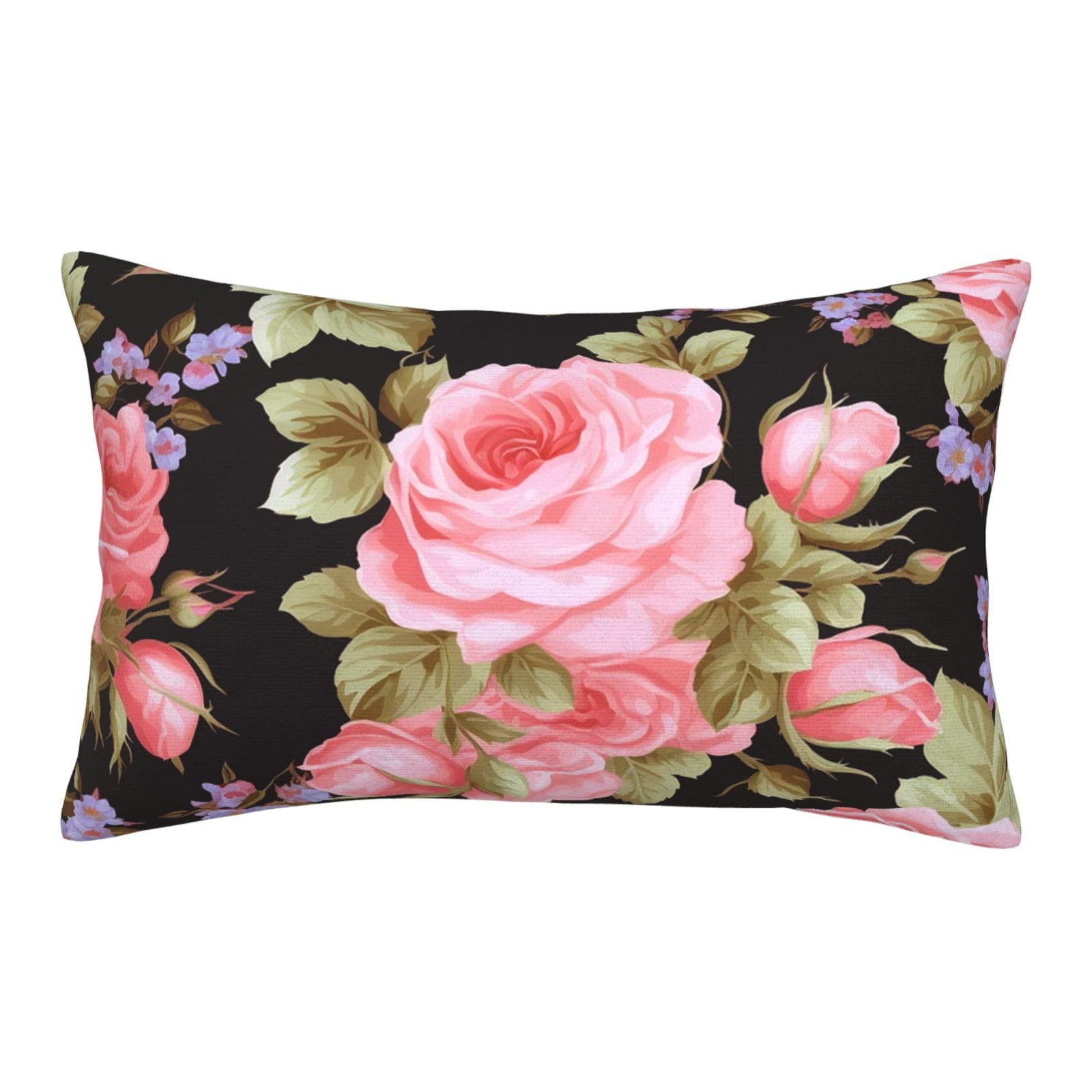 Velvet Pillowcases 14"x20" Ultra Soft Breathable Pillow Cases, Luxury Fuzzy Throw Pillow Covers with Zipper, Rose Pillow Shams All Seasons Decorative Cushion Cases for Couch