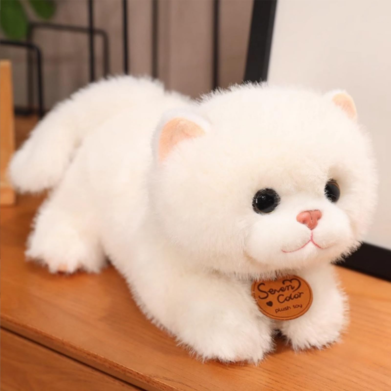 OUKEYI 30cm Cat Plush Stuffed Animals, Soft Cute Cat Plush Toys for Kids, Adults, and Plushie Lovers, Perfect for Hugging and Relaxing (White)