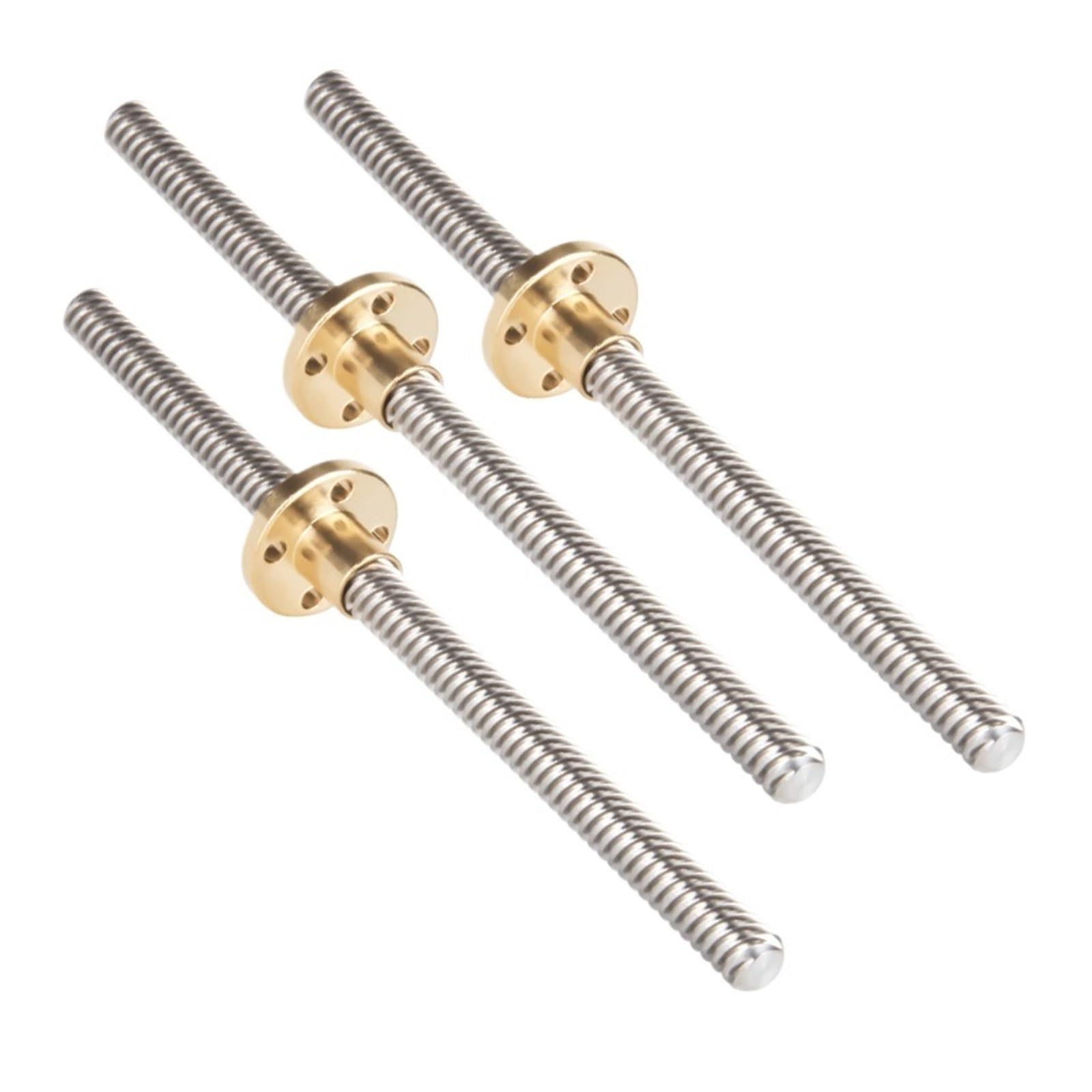 Metal Ball Screw nut Trapezoidal Rod T8 Lead Screw OD 8mm Lead 8mm 100mm-500mm with Brass Copper Nuts(250mm)