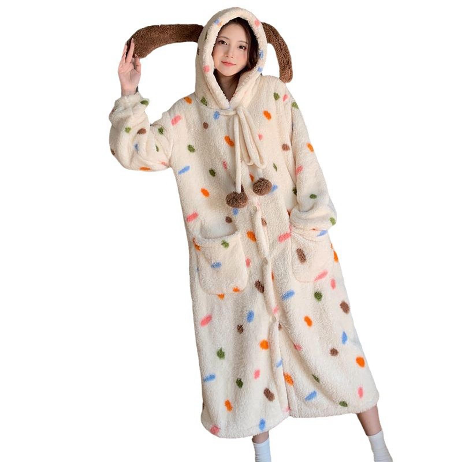 Taopagii ドット柄モコモコガウン(XL)