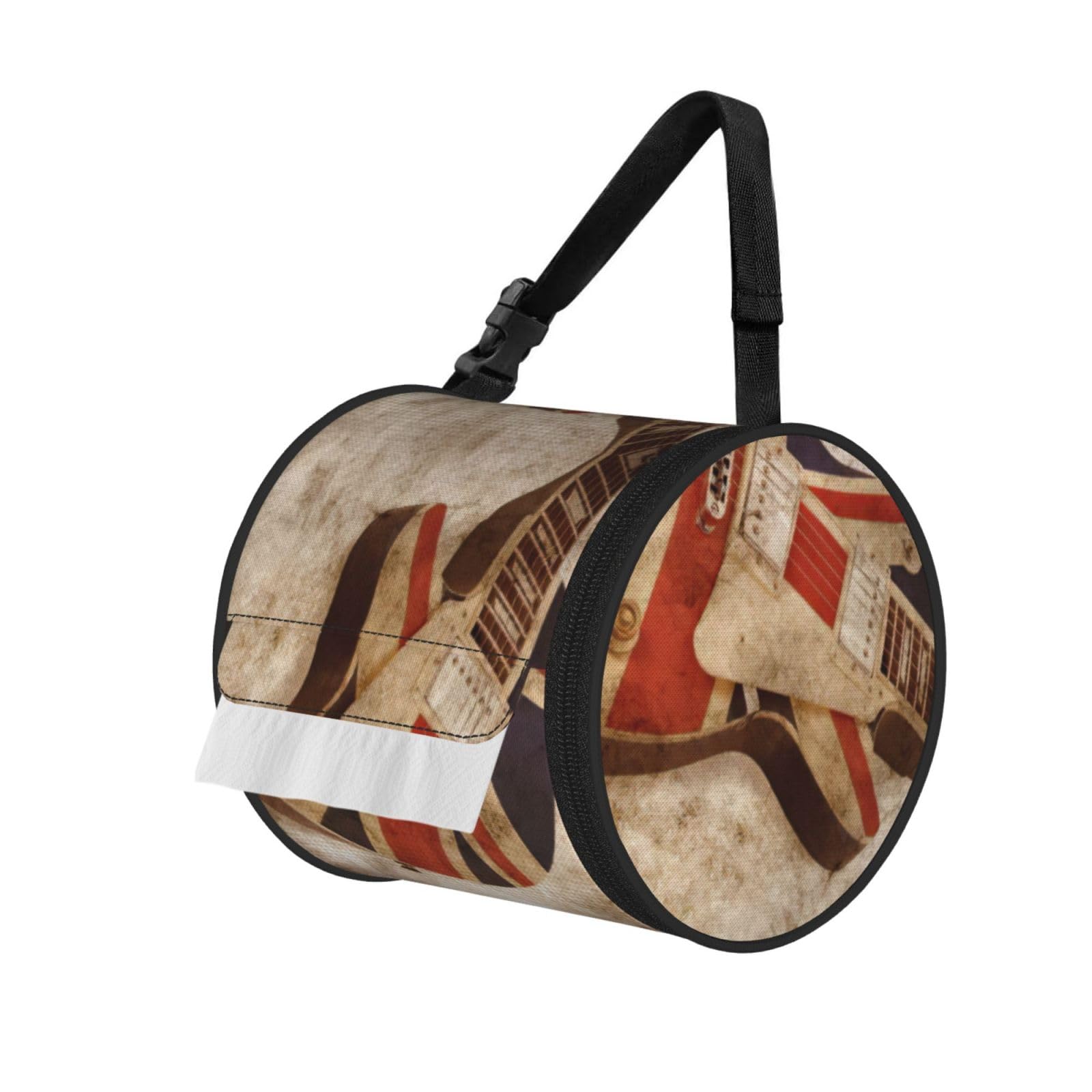 Guitar British Flag Print Fashion Tissues Organizer Box, Hanging Tissue Holder For Purse Coins For Car Office Daily Outing