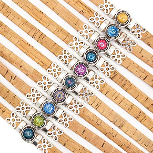  10mm natural cork with Ceramic beads handmade original women bracelet BR-420-MIX-10 - 10units