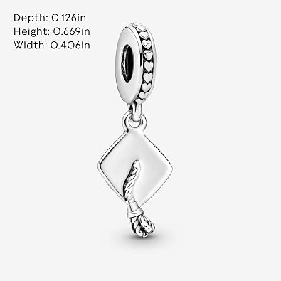 PANDORA Graduation Cap Dangle Charm - Hand-Finished Keepsake - Jewelry for Women with Gift Box - Compatible Moments Charm Bracelets