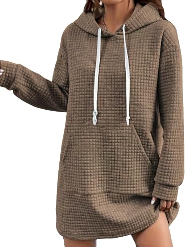 Mi Bo Tong Women's Long Hooded Casual Sweatshirt Dress |