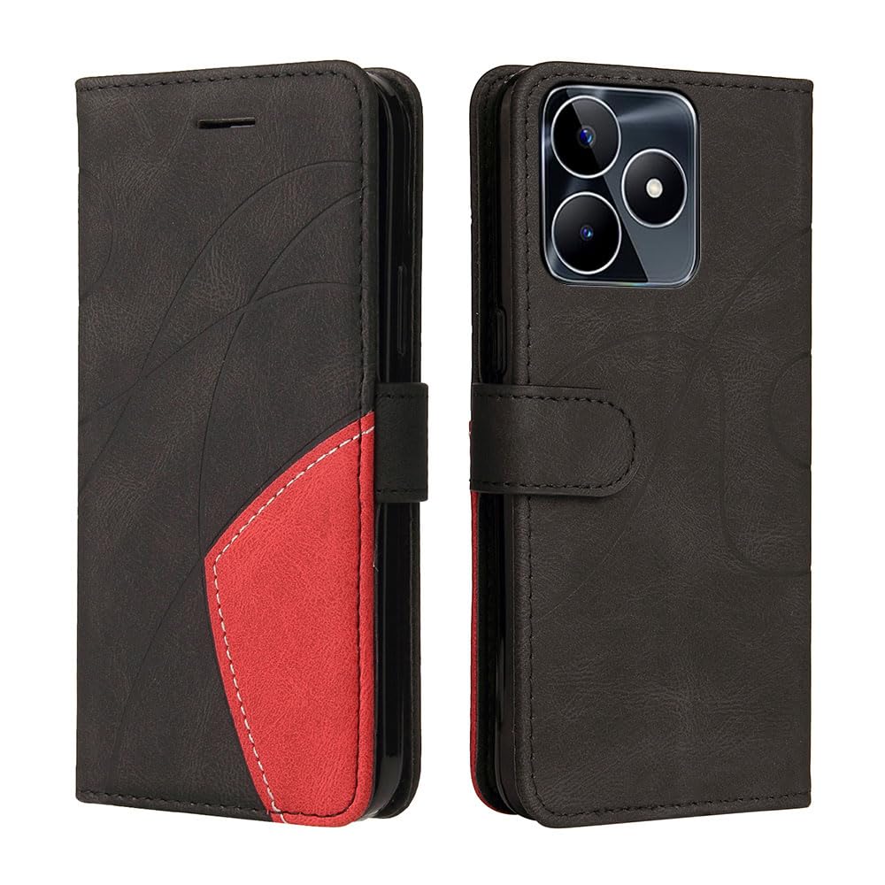 XINNI Cover Protettiva per Realme Note 50 Case, retrò Cellulare Custodia Libro Antiurto in Flip Pelle PU/TPU, Portafoglio Flip Magnetica, Nero