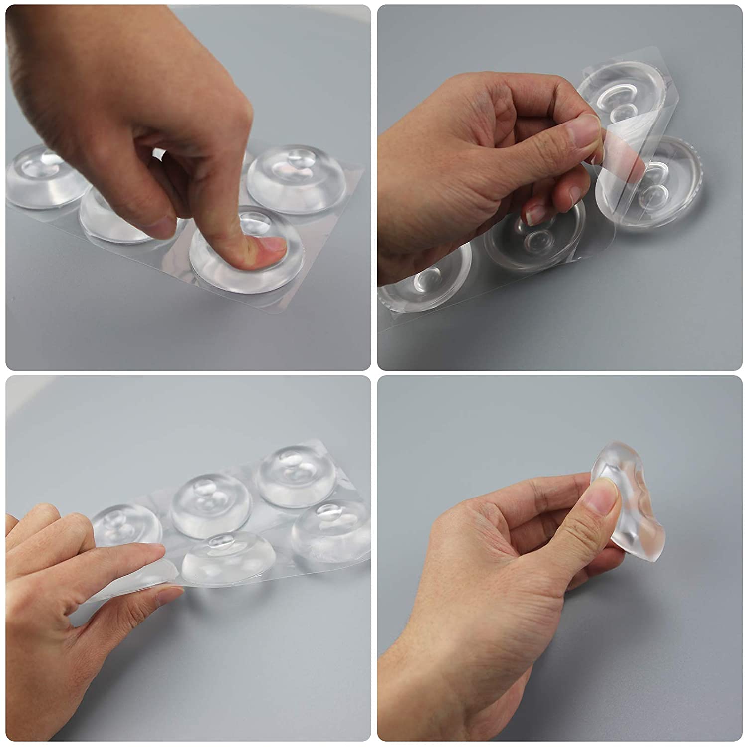 KeepCart Silicone (6 PCs) Door Bumper Wall Protector Self Adhesive Clear Door Stopper Knob Pads,Soft Reusable Rubber Wall Protectors Shield 2