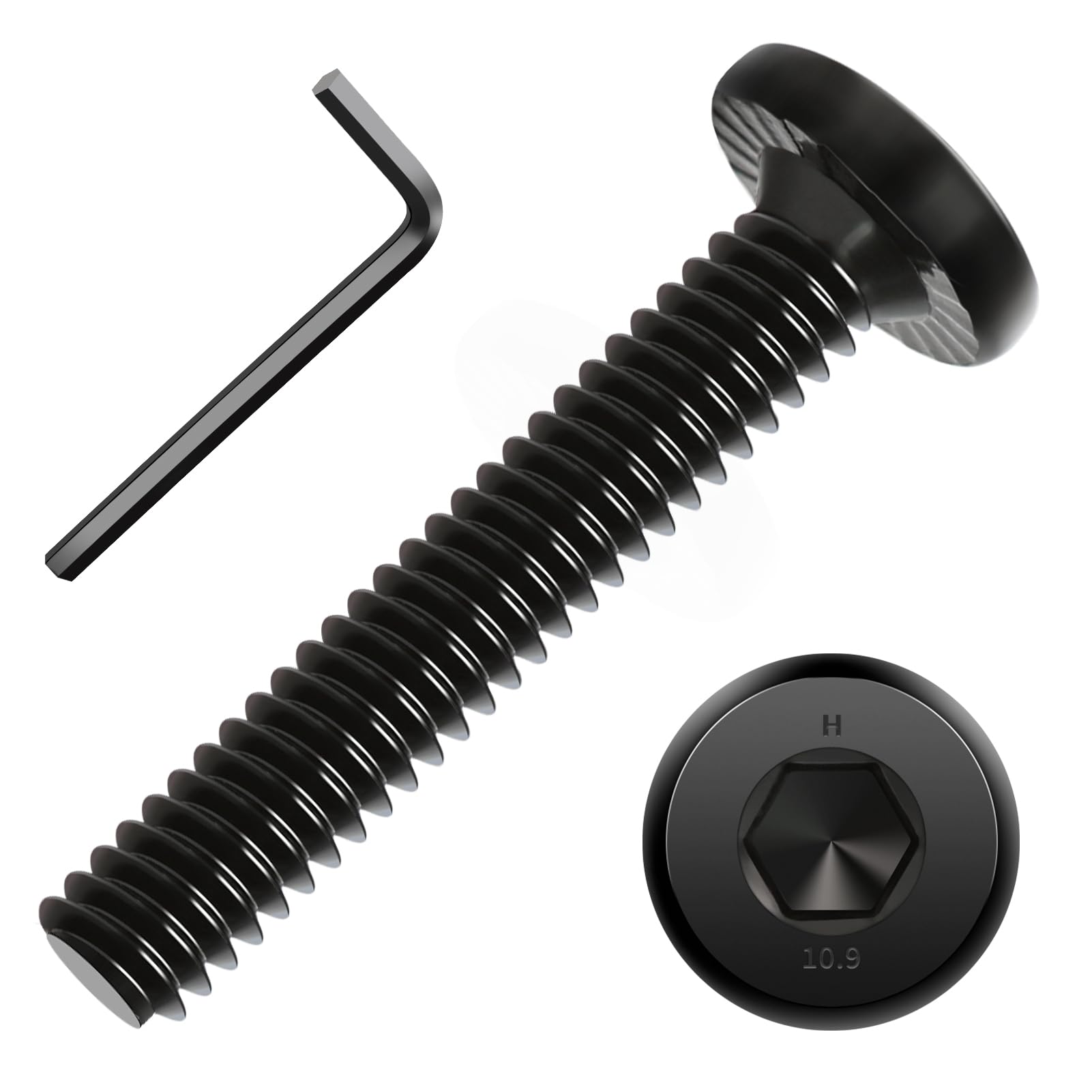 1/4-20 x 1-1/2"(25 Pack) Flat Head Hex Socket Cap Screws Bolts, FIXLINK Allen Hex Drive, Fully Threaded, Electrophoresis, Hexagon Spanner Included