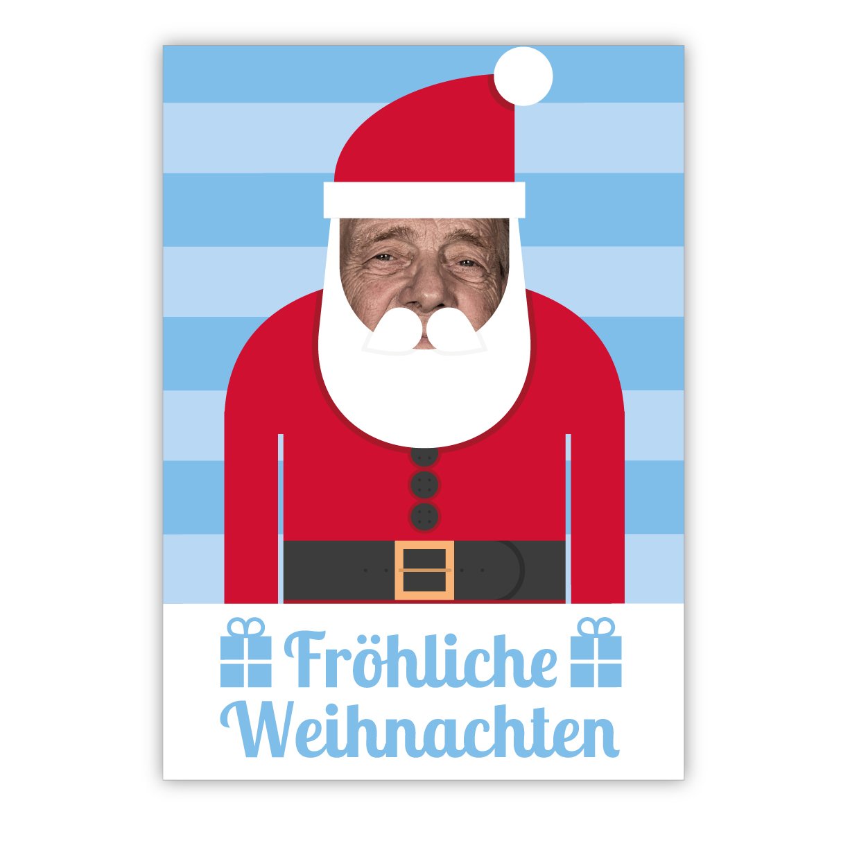 20 Moderne Weihnachtskarten mit ihrem Foto als Santa Claus - ohne unser Logo auf d. Rückseite • Klappkarten Set mit Umschlag als liebevoller Weihnachts Gruss für Familie und Freunde