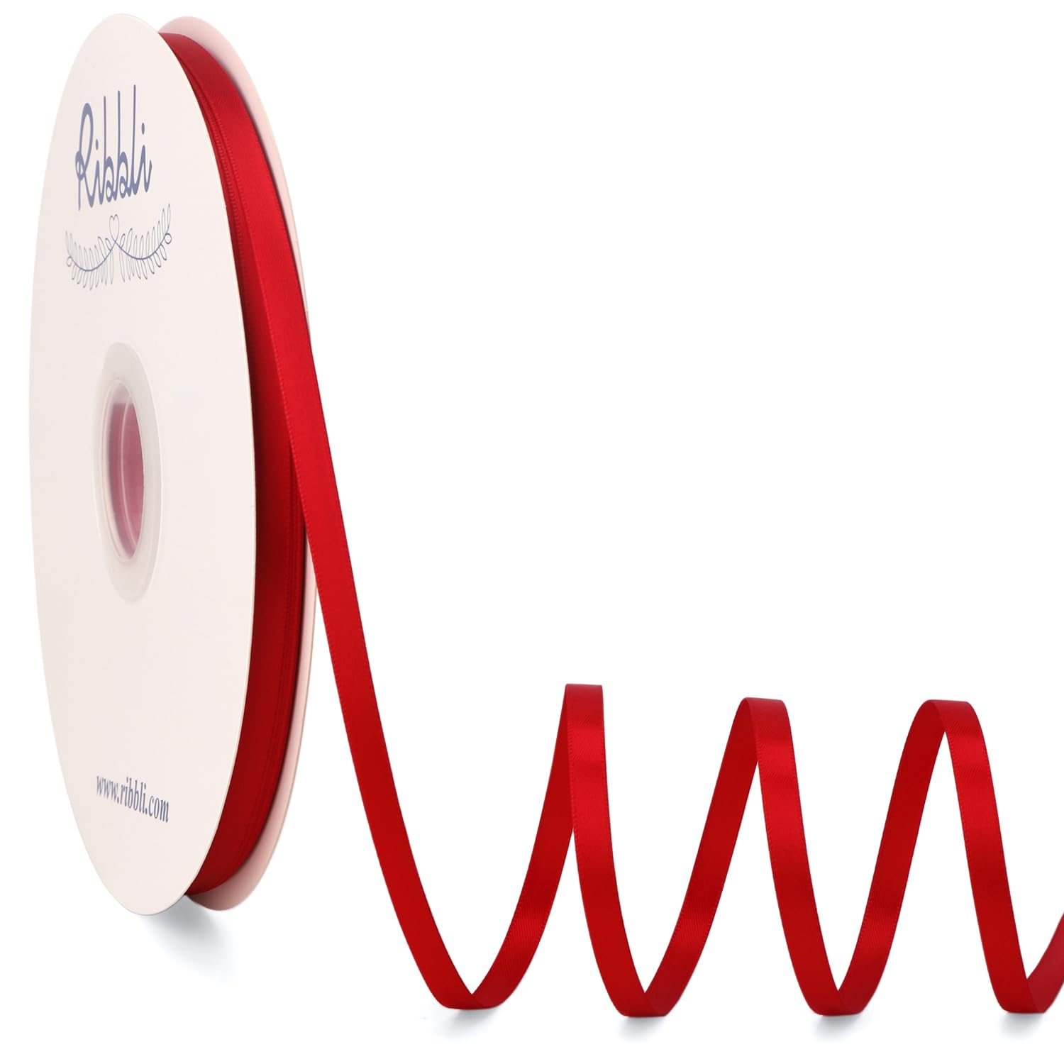 Amazon.com: Ribbli Red Satin Ribbon Double Faced Satin 1/4 Inch x ...