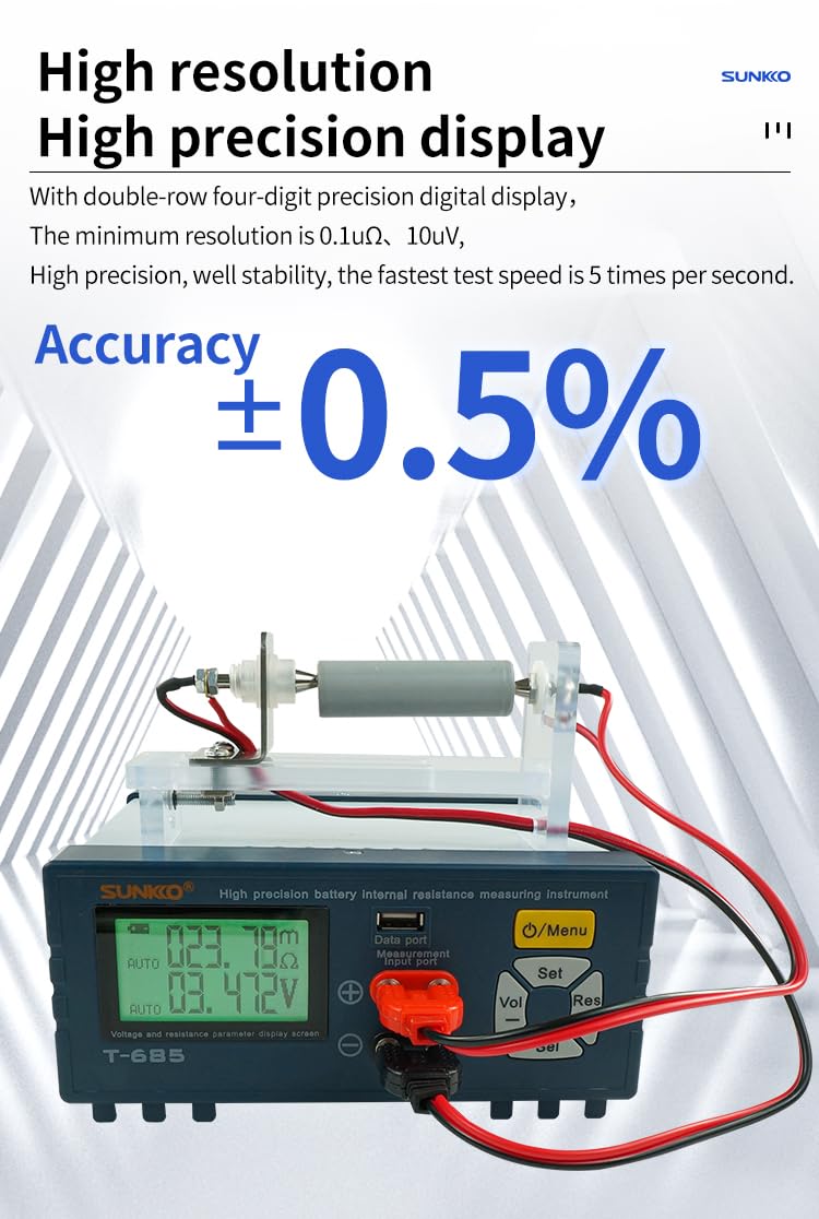 Precyzyjny tester rezystancji wewnętrznej do akumulatorów litowych, inteligentny analizator akumulatorów, IR 1uΩ-200Ω, napięcie 1mV-±100VDC, pomiar rezystancji AC/DC, T-685