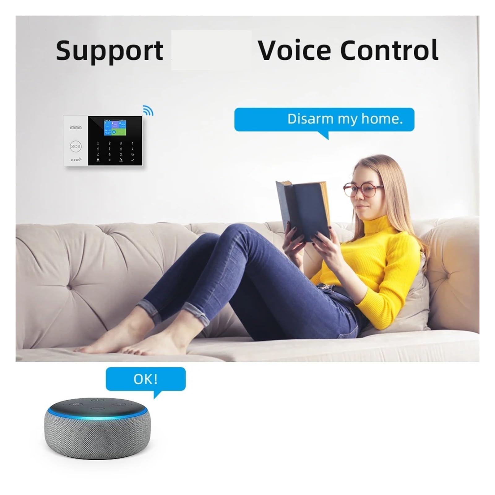 Systemy Alarmowe Domu Bezprzewodowy System Alarmowy W Domu GSM WiFi Z Czujnikiem Ruchu Alarm Antywłamaniowy Dla Aplikacji Tuya Smart Life Domowy Ogrodzie(A)