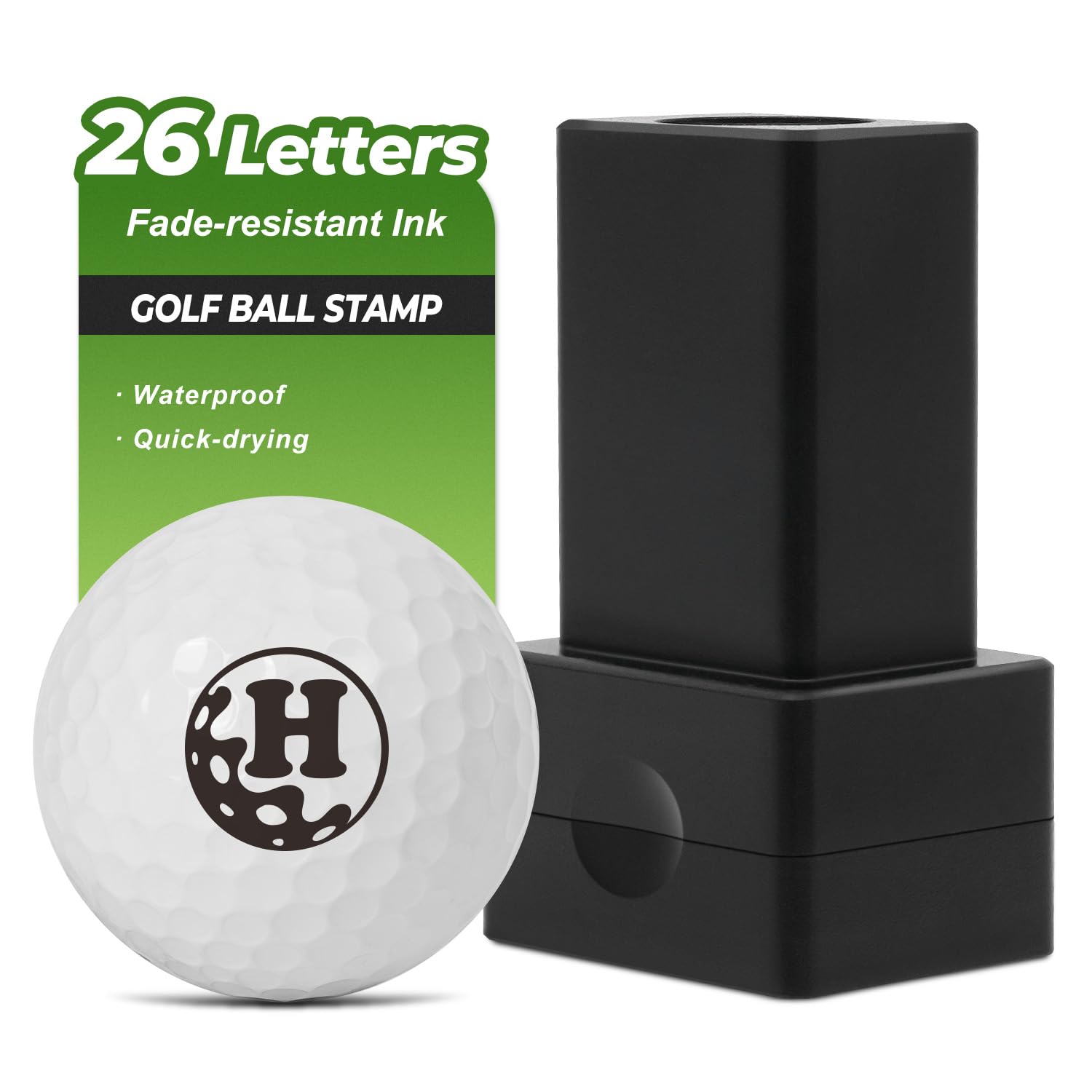 Golf Ball Stamp - Golf Accessories for Men - Personalized Golf Marker - Golf Ball Marker for ID - 26 Letters Golf Gifts for Men - Essential Golf Stuff - Durable Golf Stamp for Golfer, H