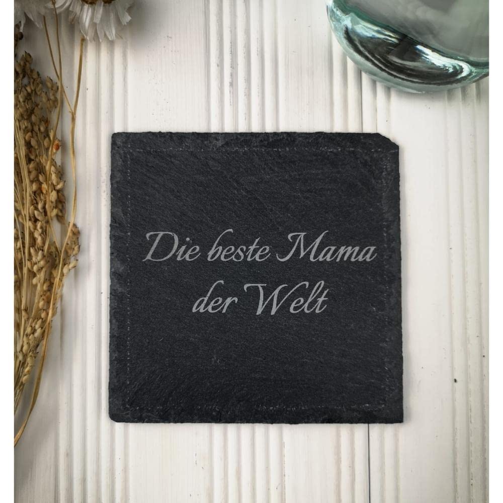 Personalisiere Schieferuntersetzer Mit Lasergravur – Rutschfest, Mit Anti-Rutsch-Pads, Geschenkidee