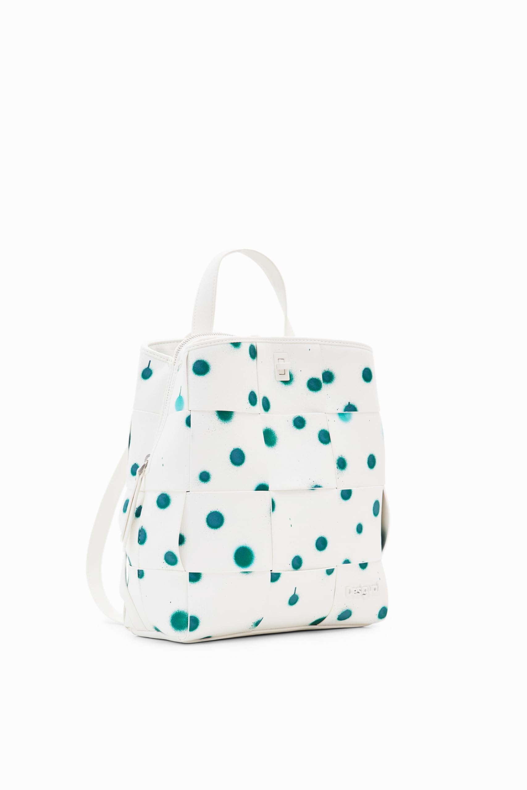 Desigual Women's White Polyethylene Backpack With Polka Dot Design