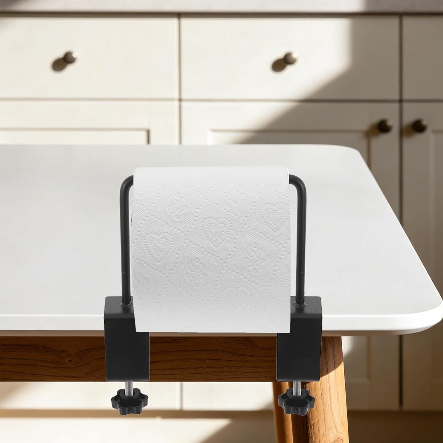 DOITOOL 2pcs Adjustable Metal Paper Roll Holder for Desk Clamp Carbon Steel Craft Paper Dispenser Fits Tables to 1.8 Inch to 7 Inch for Home or Classroom