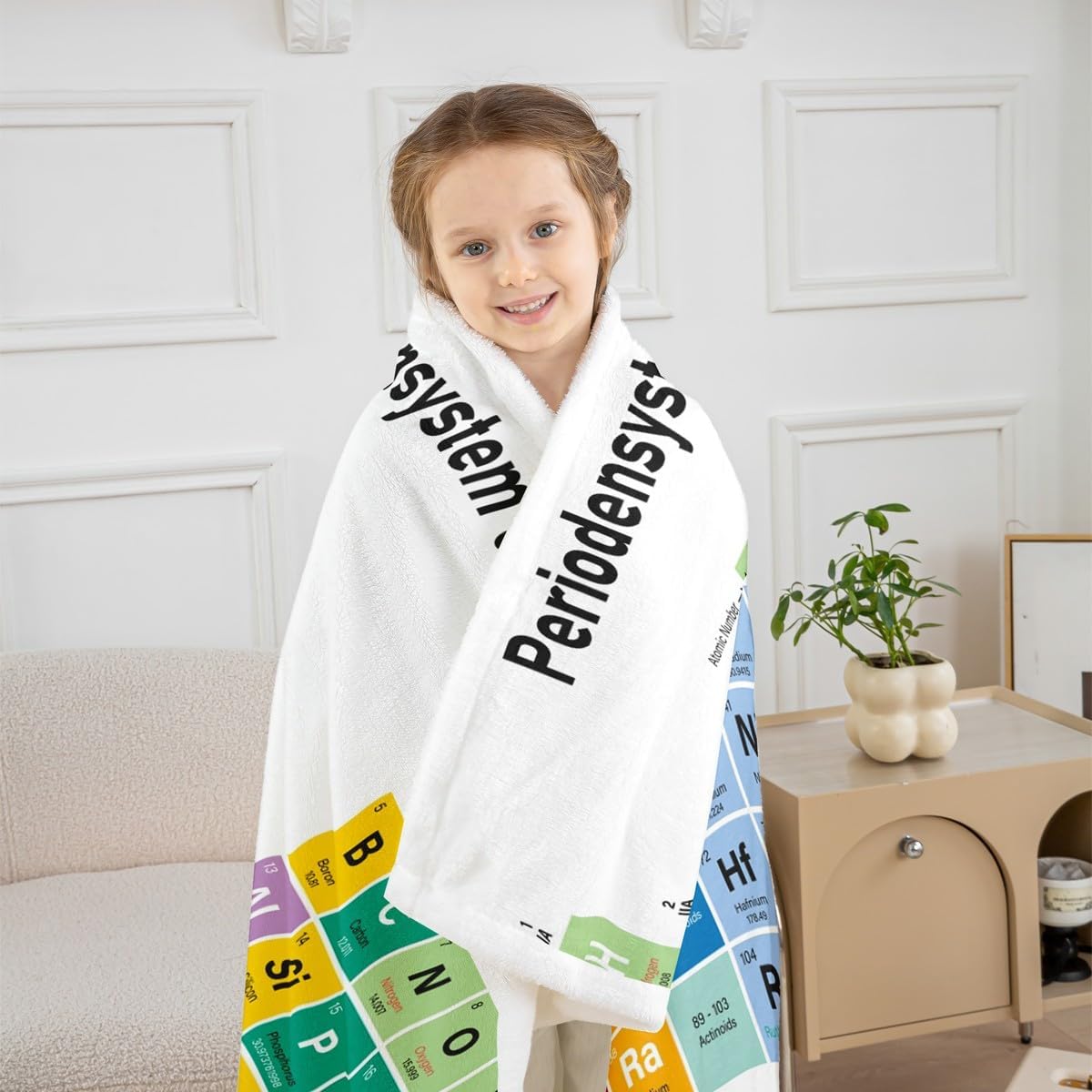 Periodic Table of Elements Sherpa Blanket Educational Fleece Throw Blanket for Kids Boys Girls Teens Study Plush Blanket Chemistry Fuzzy Blanket Throw 50"x60"