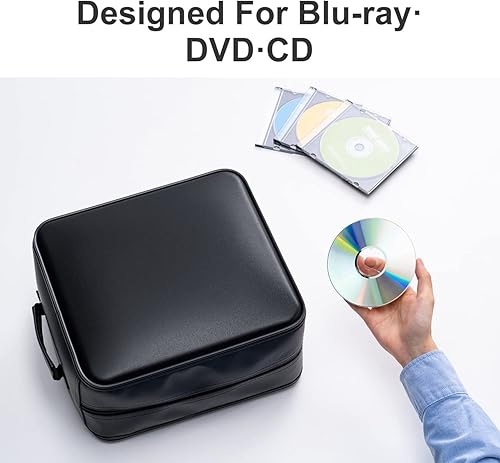 Miniatura 3 de SANWA Funda de CD de capacidad para 400, fundas grandes para CD, caja de almacenamiento portátil de DVD VCD, bolsa portátil con cremallera, cartera