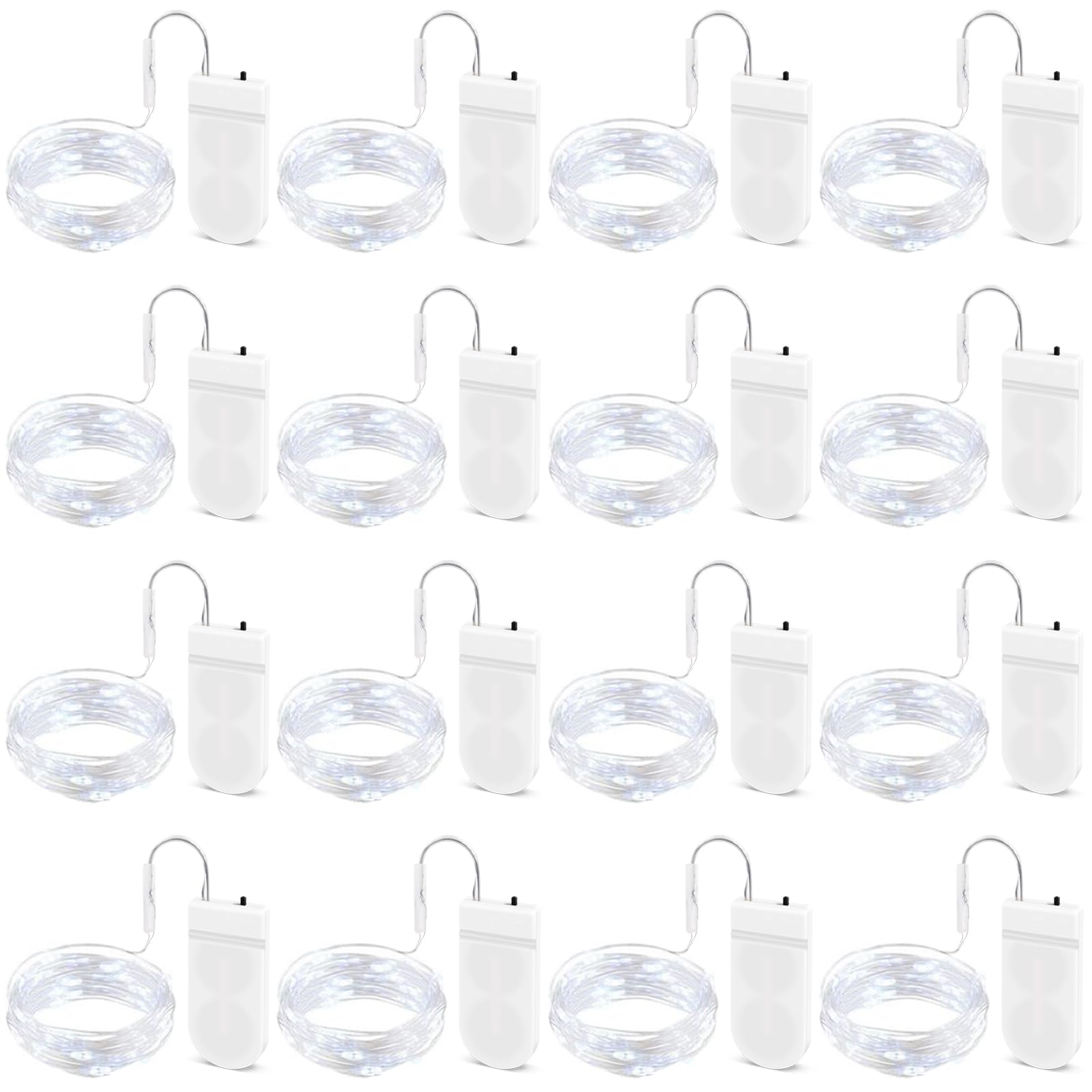 BROTOU LED String Lights, 3M 30 LED Battery Operated Copper Wire Fairy Lights for DIY Parties of Birthday, Wedding, Halloween, Christmas, in/Outdoor Decoration (Cold White, 16 Pack)