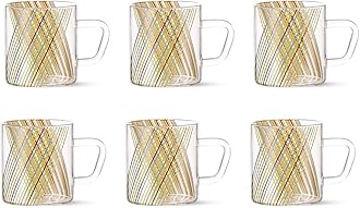 Borosil Classic Prism 6 Pcs Tea n Coffee Borosillicate Glass 210 ml Mug Set | Microwave Safe | Scratch Resistance | Lightweight | for Chai, Green Tea, Milk