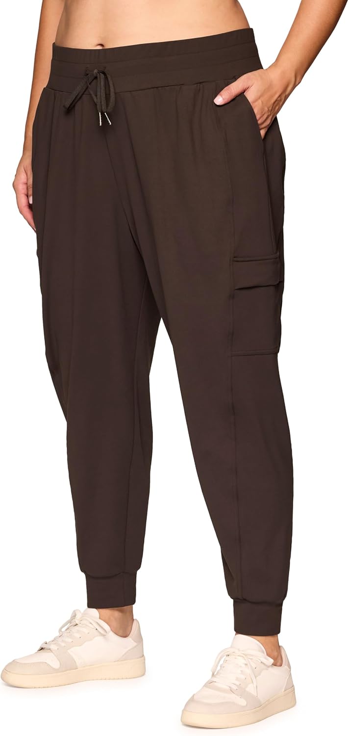 RBX Activewear Women’s Plus Size Jogger Pant Cargo Pants, Lightweight Buttery Soft Full Length Jogger Sweatpants with Pockets