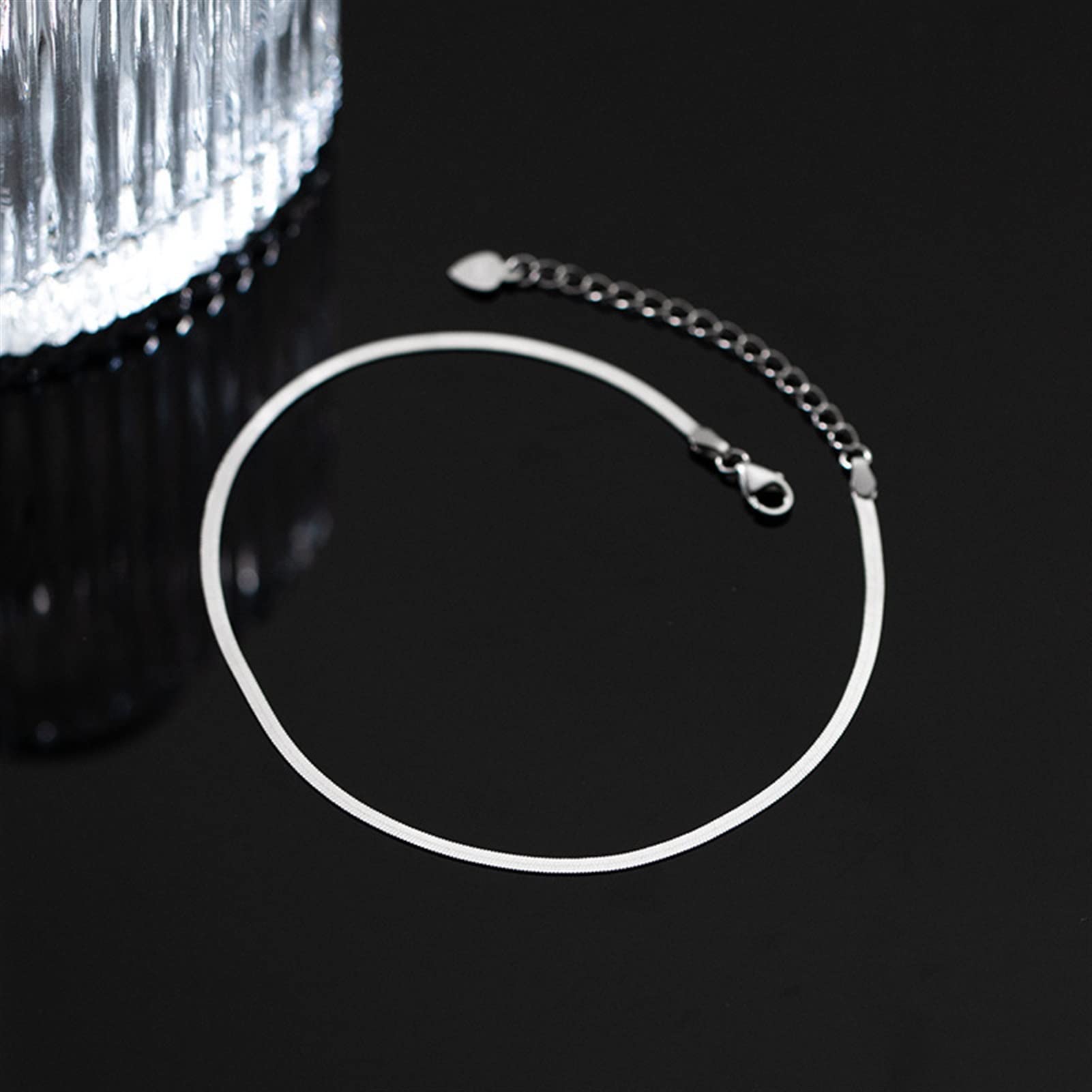Cavigliere Cavigliera in Argento Sterling 925 Minimalista in Oro 18 carati con Osso di Serpente Lucido Cavigliera per Donna Accessori per Gioielli da Festa con ciondoli Estivi da Spiaggia Cavigliere