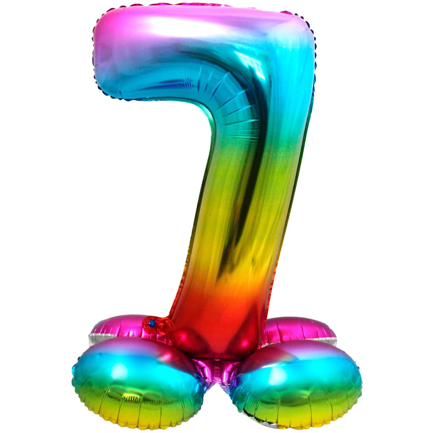 Folat 64297 Foil Balloon with Base Number 7 Rainbow, Multi-Colored, Costumes
