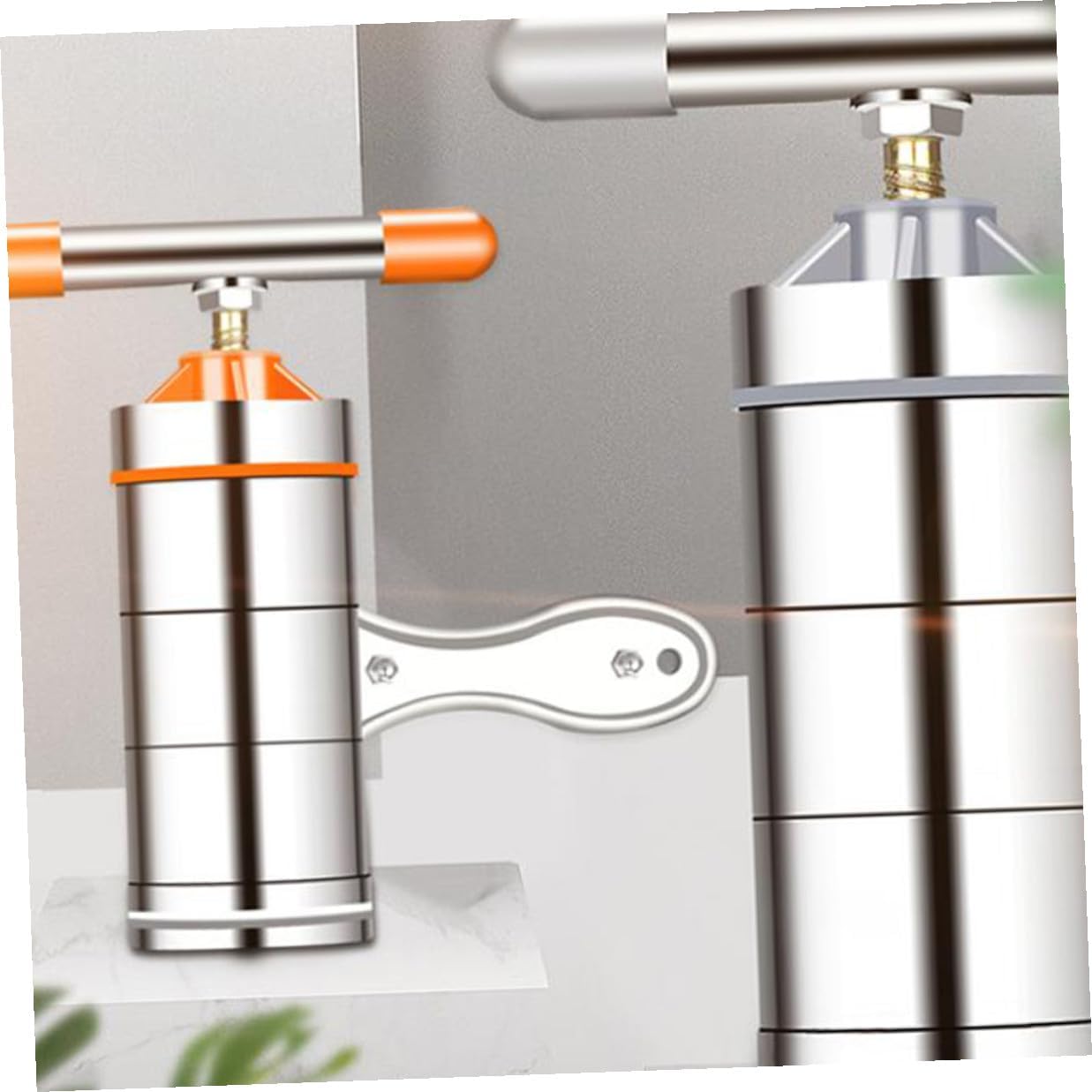 Manual Noodle Maker Noodle Press Machine Stainless Steel Household Kitchen Pasta Tool with 1 Mold and 1 Kneading Bag Orange and Pasta Preparation