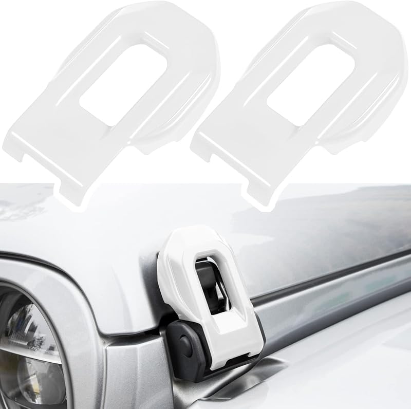 Capa para Trava e Fecho do Capô E-cowlboy para Jeep Wrangler JL e Gladiator JT – Branca, 2 unidades