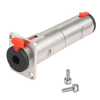 QIANRENON Locking 6.35mm Panel Mount Stereo Adapter TRS 6.35mm Female to Female Balanced Mount Socket Lockable 1/4 Jack Feedthrough Bulkhead Mount Connector, Extension Large 3 Pole Audio Port