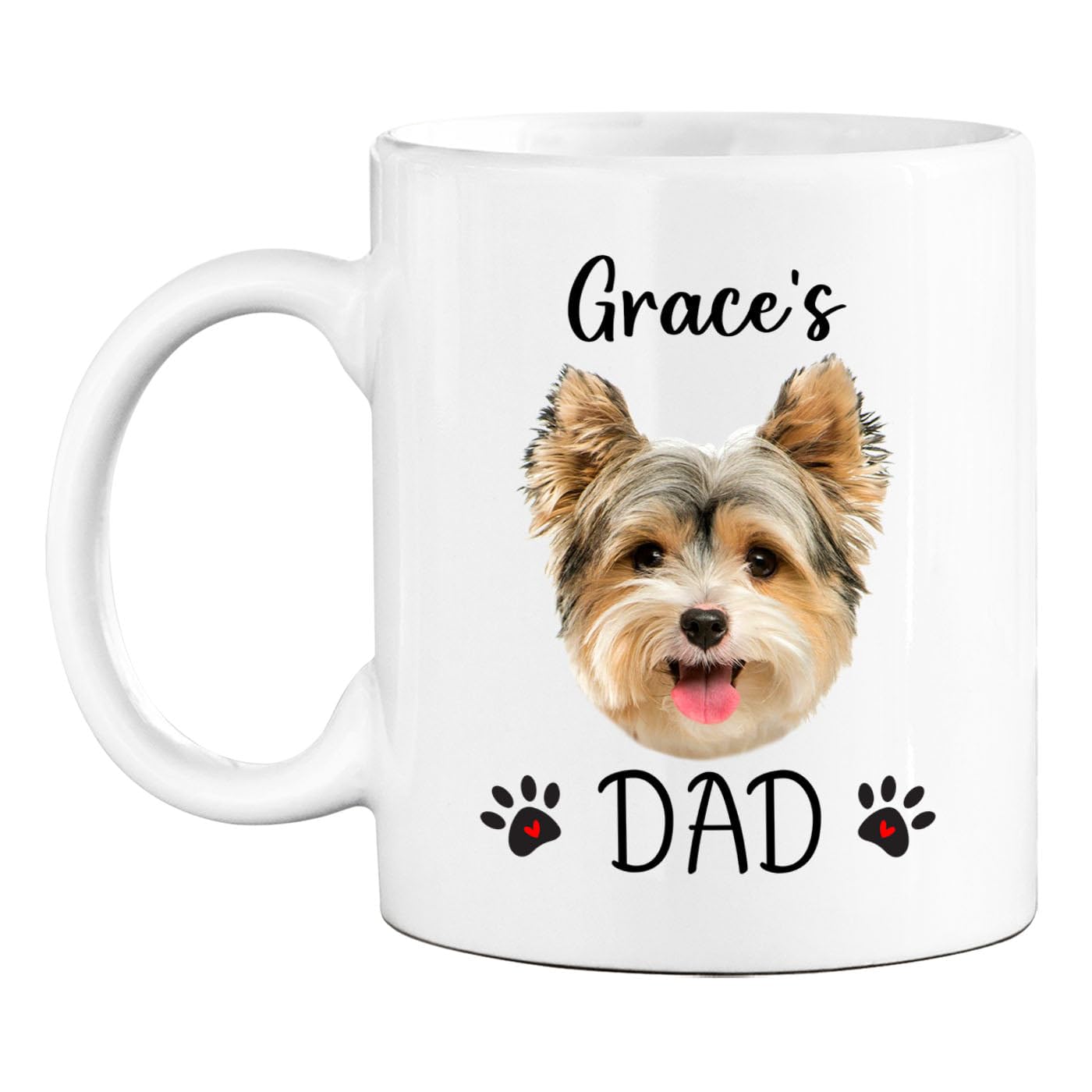Personalized Pet Face White Coffee Mug Gift for Dog Lover, Dad, Mom - Birthday Ceramic Tea Cup 11 15 Oz, Customized Name Nickname & Picture Pet Coffee