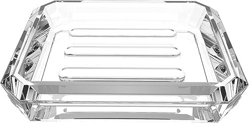 Miniatura 2 de Linkidea Paquete de 2 jaboneras rectangulares de vidrio, soporte para esponja de jabón para encimera de baño, ducha, bandeja de ahorro de jabón