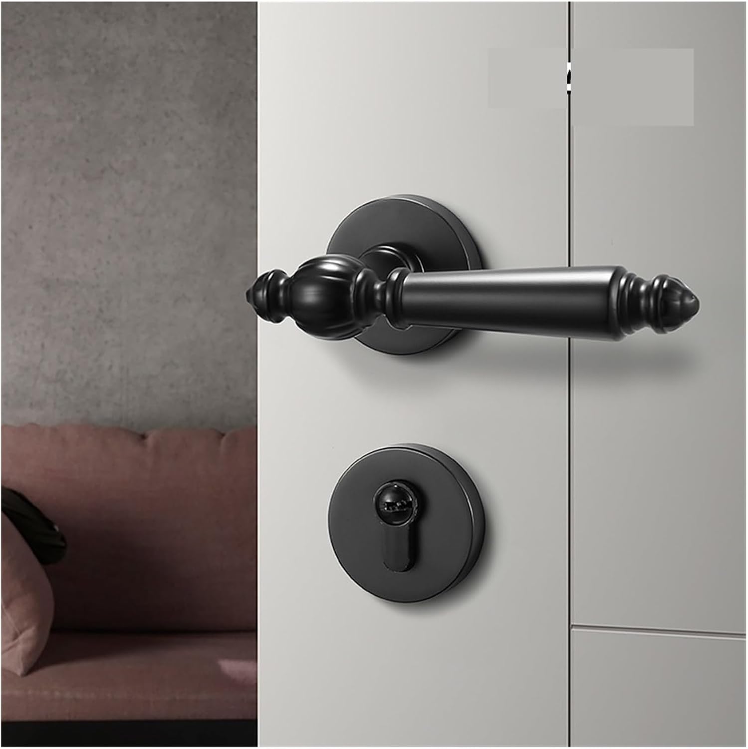 Light Luxury Room Door Lock Indoor Bedroom Silent Door Handle Black Door Lock Solid zinc Alloy Wooden Door Magnetic Suction Lock(Type B-Magnetic Silent)