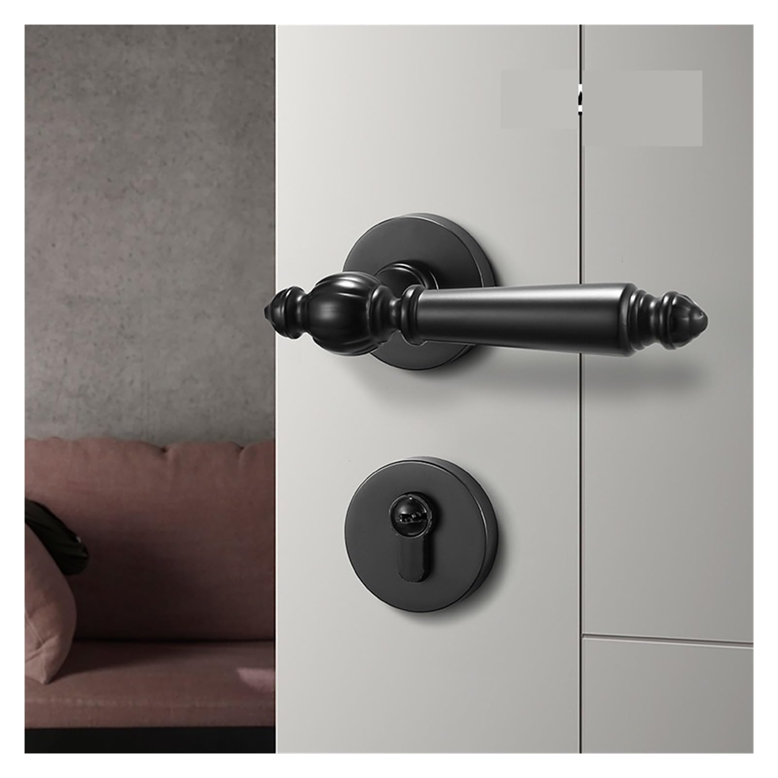 Serrure à aspiration magnétique noire pour chambre à coucher