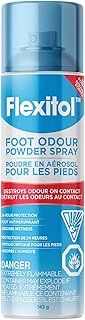 Flexitol Foot Odour Powder Spray | Triple Action Formula - Neutralizes Odour, Absorbs Sweat & Cools | 12 Hour Protection |143g