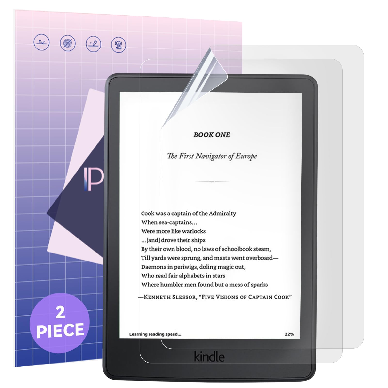IPROKKO [2 Pack] Anti Blue Light Screen Protector for 6" Kindle 11th Gen 2024/2022 Protective Film, Eyes Friendly Easy Install Anti Glare Kindle Basic Tablet eBook Reader Screen Protector Compatible with Kobo Clara, Kobo Nia, PocketBook