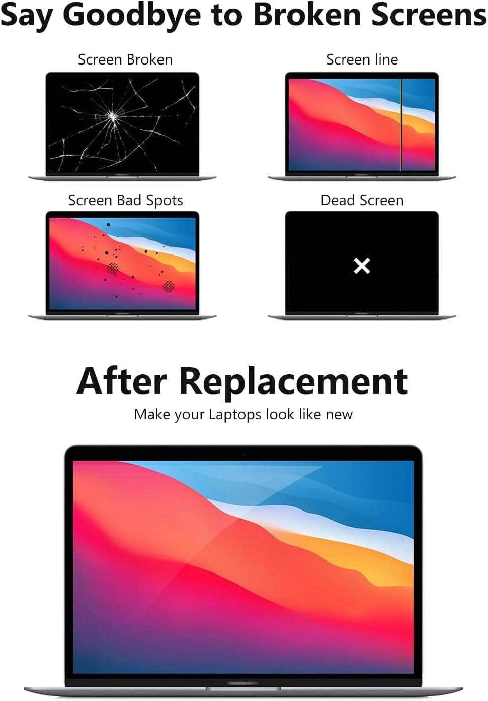 A1989 A2159 A2289 Écran de rechange pour MacBook Pro 13,3" 2018-2019-2020 Retina (EMC 3358 3214 3301 3456) 2560 x 1600 LCD avec kit de fixation (argent)