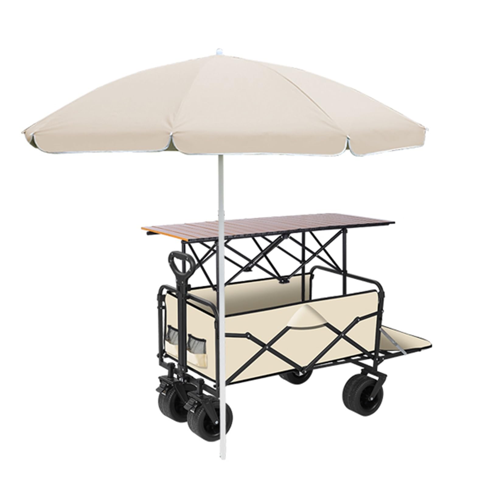 Carrello pieghevole all'aperto portatile del fornitore dell'alimento con il baldacchino, carrello del chiosco di vendita del mercato per le vendite della fiera & di evento della via