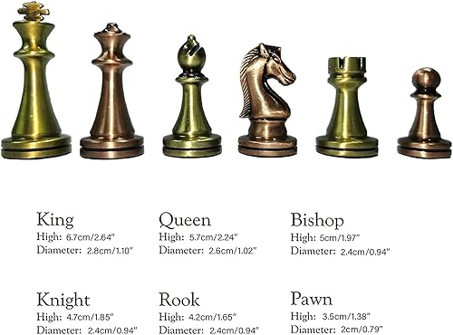 Miniatura 4 de Metal Chess Set with Classic Handmade Standard Pieces Metal Chess Pieces and Folding Wooden Chess Board, Chess Board Game Set for Kids and Adult for