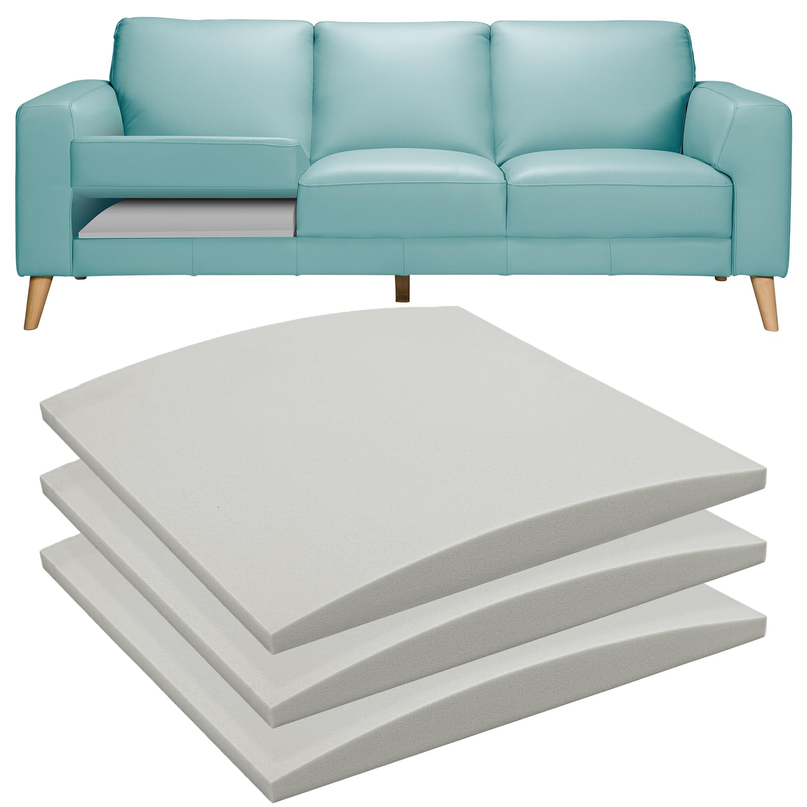 Couch Cushions Support for Sagging Seat -20"X 20"Curved Foam Sofa Cushion Support Board,Grey Couch Supporterfor Under The Cushions,Set of 3