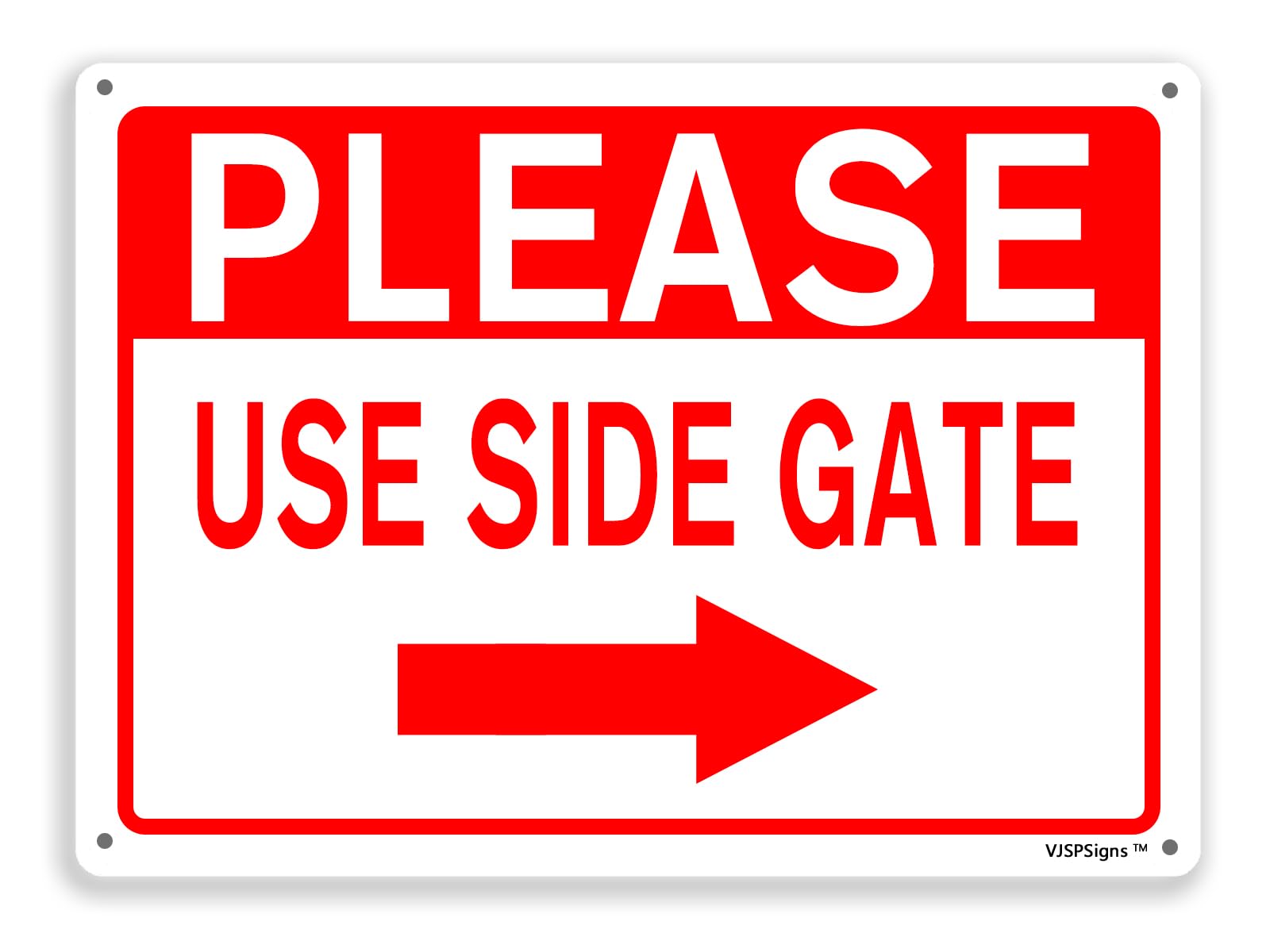 peiyeety Use Side Gate Sign,Outdoor Door Sign,Home Office Door Signs, Please Use Side Gate 8"X12" Right Arrow Metal Aluminum Sign