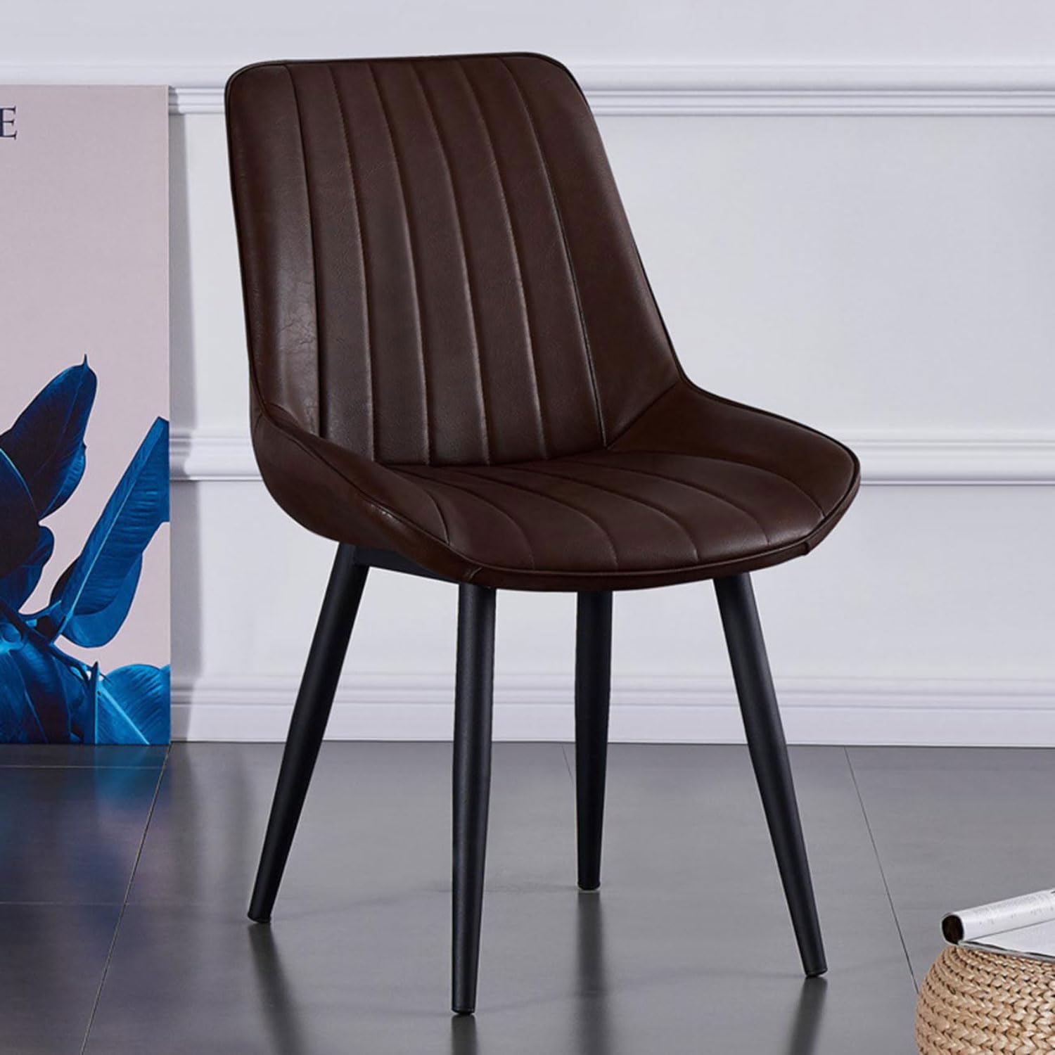 Chaises de salle à manger en cuir PU et pieds en fer noir