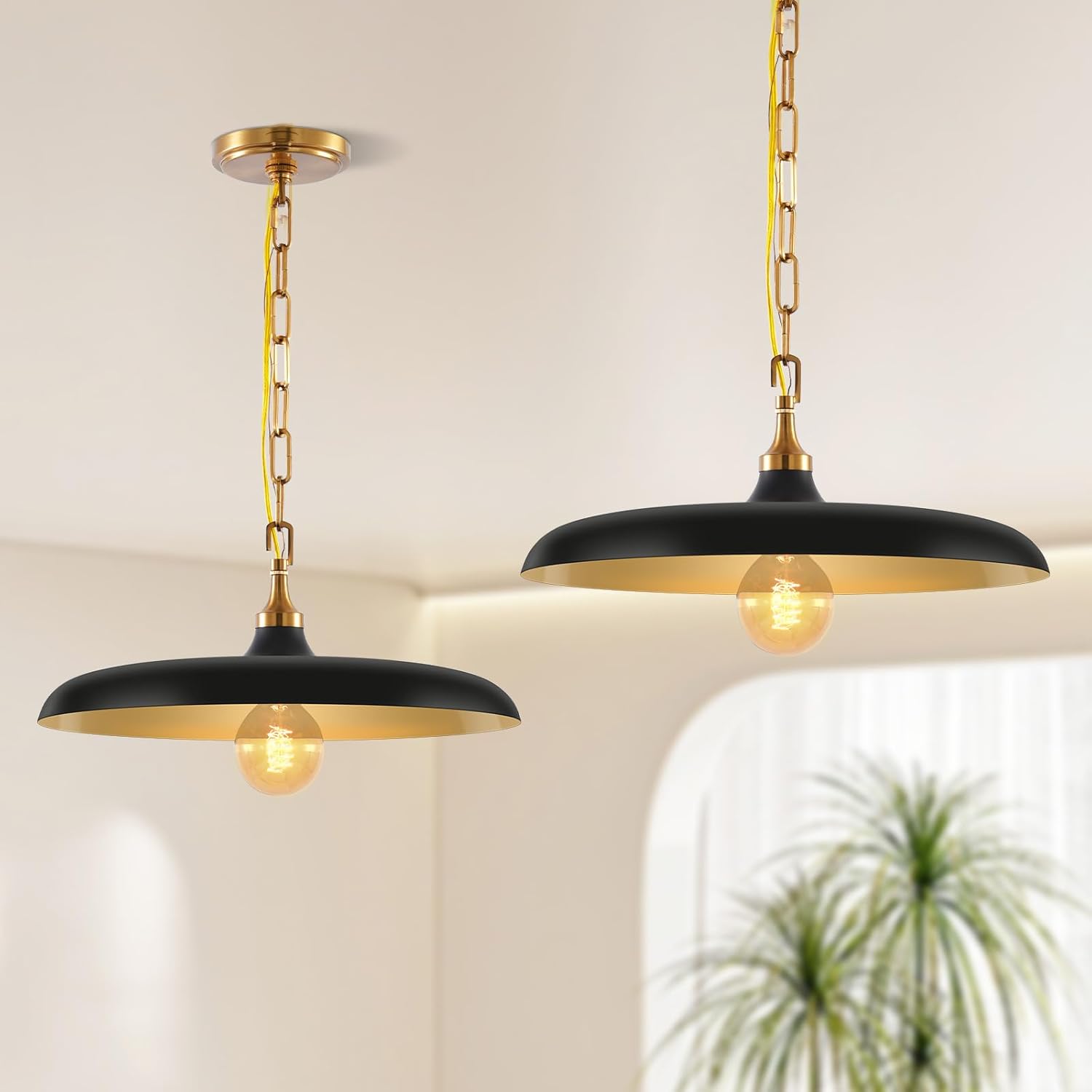 mw Modern Pendant Light Fixture，Black Pendant Light for Kitchen Island,Dining Room,Living Room（Bulb not Included）