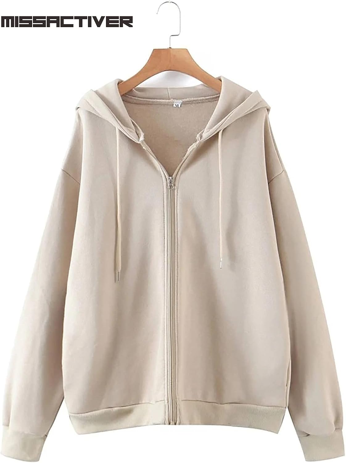 MISSACTIVER Women’s Vintage Solid Drawstring Hoodies Zip Up Oversized E-girl 90s Sweatshirt Basic Jacket With Pockets