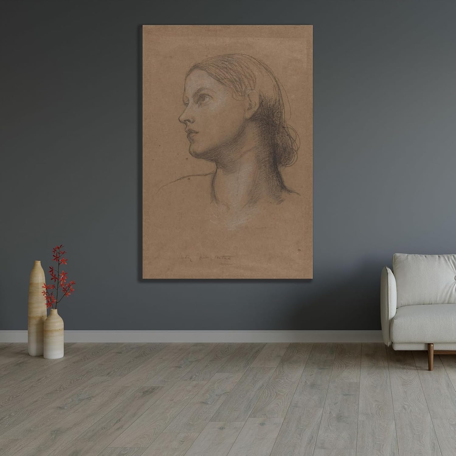 ArtDirect Head of a Young Woman (1860s) Unframed Art Print Giclee Poster by George Frederic Watts - Ready for Framing with Customization Sizes 7x10, 9x14, 13x20, 24x36, 32x48 and 40x60 inches