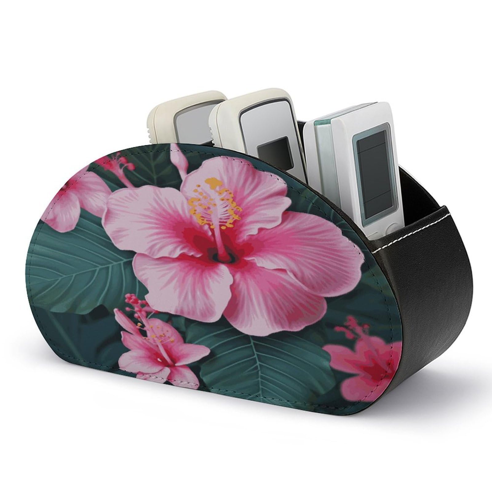 Btcowzrv Style Hawaii Pink Flower Remote Control Holder With 5 Compartments