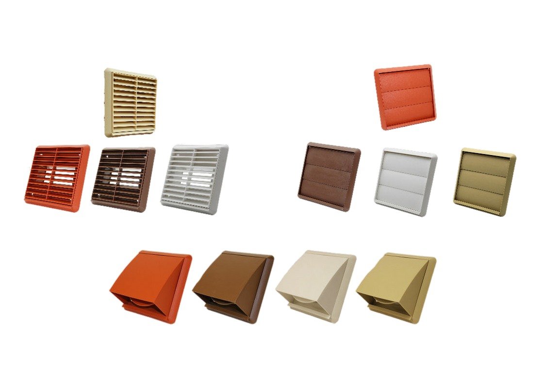 Swiftair Beige 110 X 54 Flat Ducting External Mounted Ventilation Grille Cowl Fixed Gravity (Cowled, )